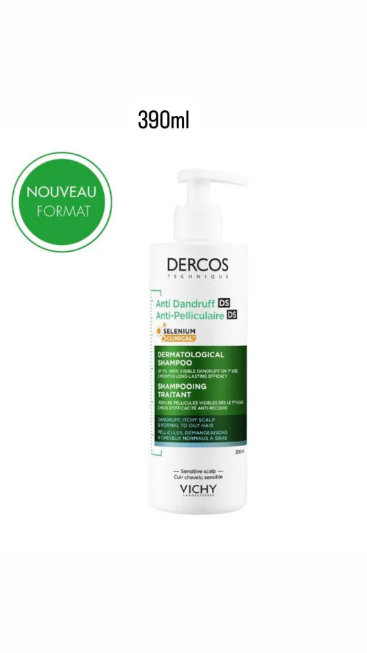 VICHY DERCOS SHAMPOOING ANTI PELLICULAIRE CHEVEUX NORMAUX A GRAS 390 ml