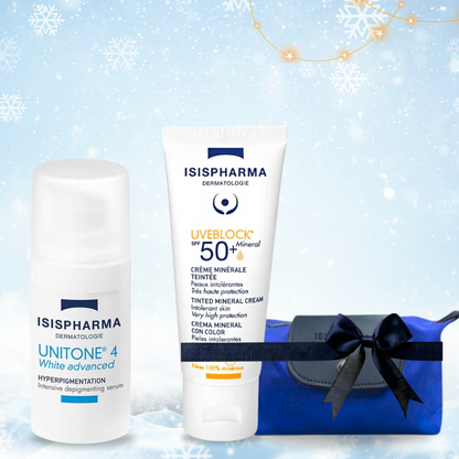 ISISPHARMA UNITONE4 white advanced Serum depigmentant Intensif 15ml =  uveblock 50+ Mineral Teintee+ trousse Offerts