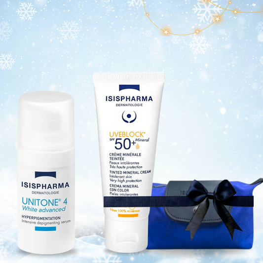 ISISPHARMA UNITONE4 white advanced Serum depigmentant Intensif 15ml =  uveblock 50+ Mineral Teintee+ trousse Offerts