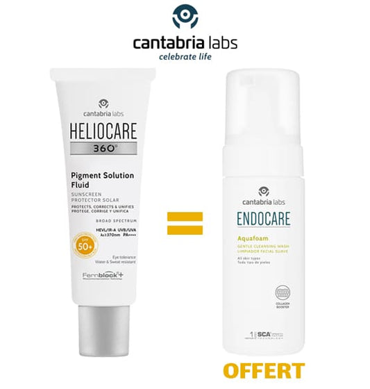 CANTABRIA Heliocare 360° Pigment Fluide SPF50+ 50ml = Aquafoam Nettoyant Doux 125 ml Offert