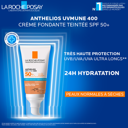 La roche-posay anthelios ultra crème hydratante teintée spf50+ 50 ml = Eau thermale 50 ml Offerte