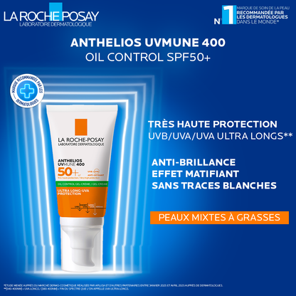 LA ROCHE POSAY OFFRE ANTHELIOS UVMUNE400 OIL CONTROL INVISIBLE SPF50+ 50ML = EAU THERMALE 50ML OFFERTE