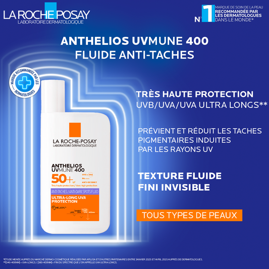 LA ROCHE POSAY ANTHELIOS UVMUNE 400 FLUIDE ANTI-TACHES SPF 50+ = Eau Thermale 50ml Offerte Protection Correction Taches
