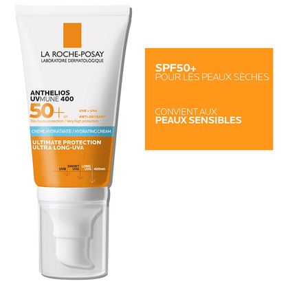 LA ROCHE POSAY OFFRE ANTHELIOS UVMUNE 400 CREME HYDRATANTE SPF 50+ INVISIBLE 50 ML = EAU THERMAL 50ML OFFERTE