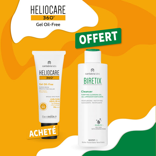 CANTABRIA Heliocare 360º Gel Oil-free SPF 50 – 50 ml = Biretix gel 200 ML Offert