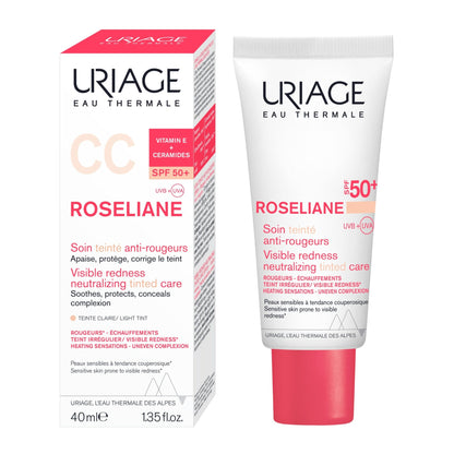 URIAGE ROSÉLIANE CC CREAM SPF50 TEINTE CLAIRE + EAU THERMALE RÉPARATRICE 50ml Offerte