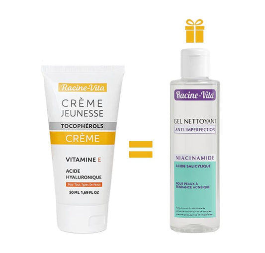 Racine vita creme jeunesse vitamine E 50g  = gel nettoyant 200ml offert