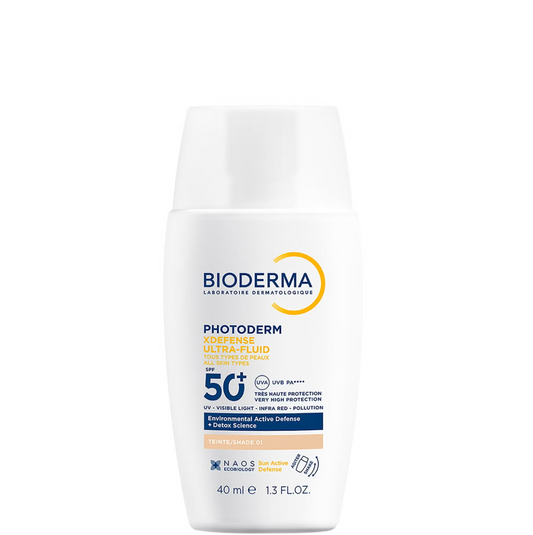 BIODERMA PHOTODERM XDEFENSE ULTRA-FLUID SPF50+ TEINTE 01 40ML + SÉBIUM GEL MOUSSANT 100ML OFFERT