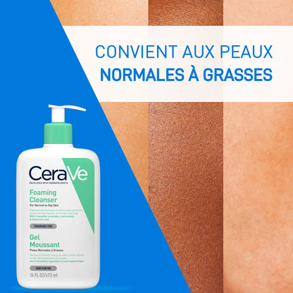 Cerave gel moussant nettoyant peau normale à grasse 473ml