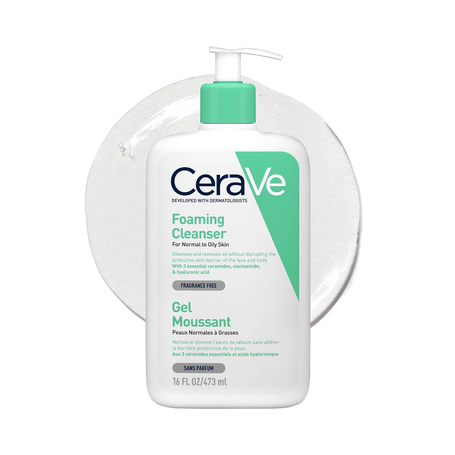 Cerave gel moussant nettoyant peau normale à grasse 473ml