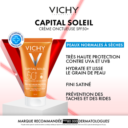 OFFRE VICHY CAPITAL SOLEIL CREME ONCTUEUSE PEAU NORMALE A SECHE SPF 50+ 50ML = MINERAL 89 10ML OFFERT
