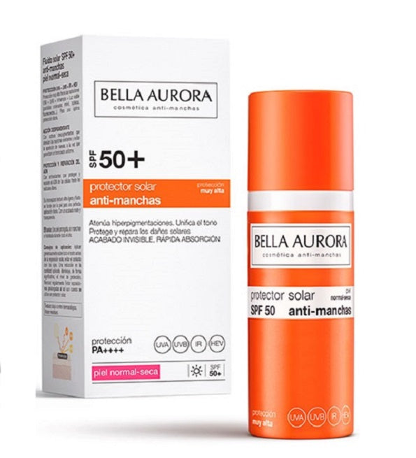 Bella Aurora écran solaire anti-taches SPF50+ Peau Normale et Sèche 50ml = Trousse Offerte