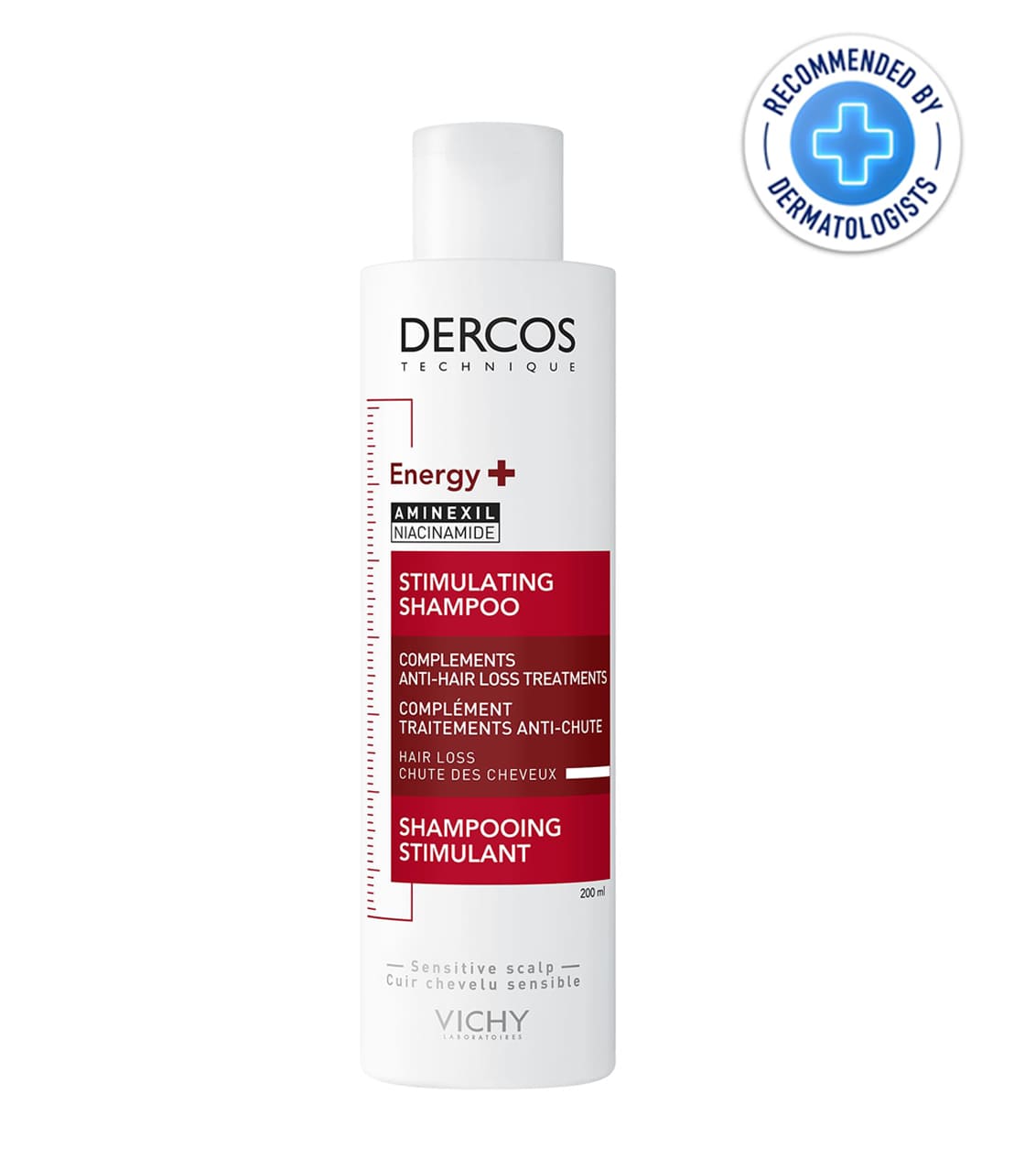 VICHY DERCOS SHAMPOOING ENERGISANT+ ANTI-CHUTE 200 ML = FORMAT VOYAGE 50 ML OFFERT