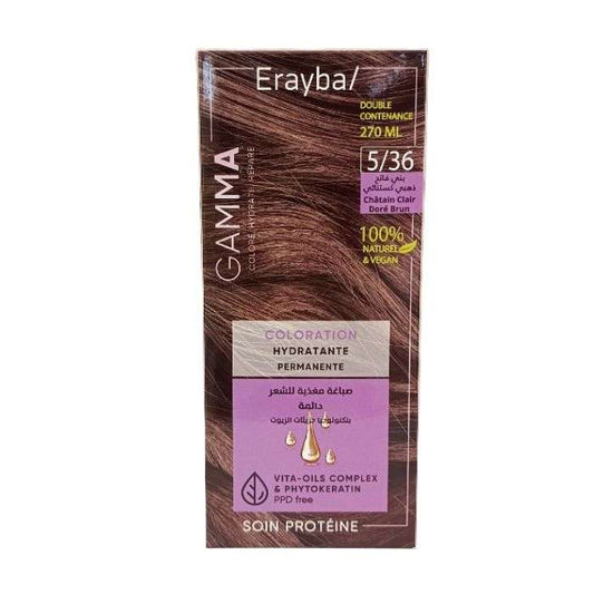 Erayba Gamma Coloration Hydratante Permanente 5-36 – Châtain Clair Doré Brun