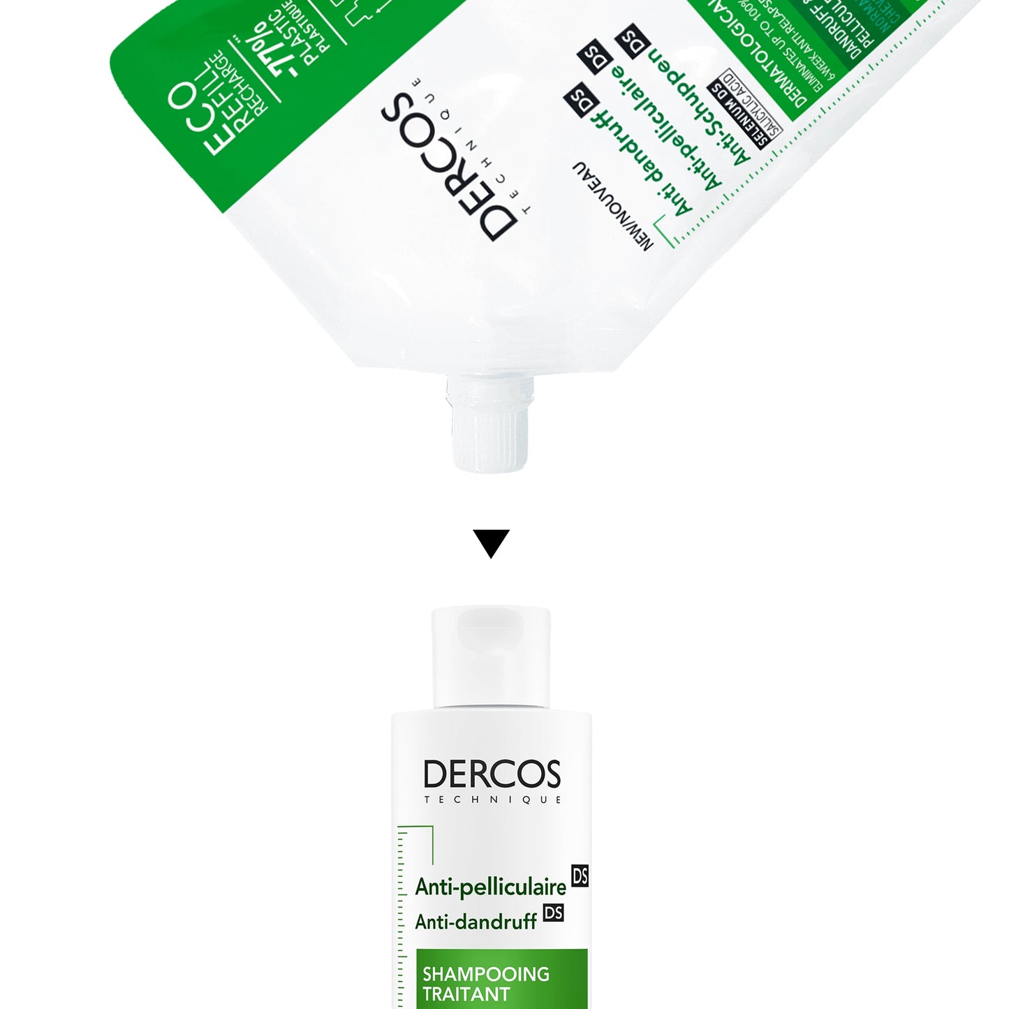 VICHY DERCOS TECHNIQUE ECO-RECHARGE SHAMPOOING ANTIPELLICULAIRE DS - Cheveux normaux-a-gras-390ml