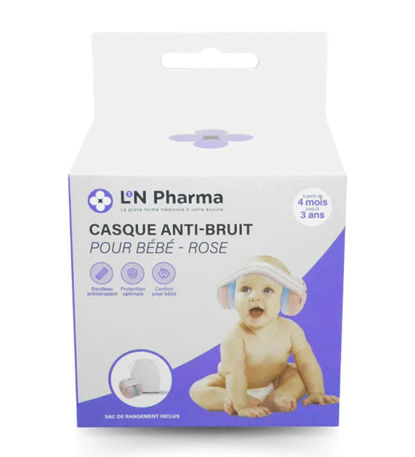 L2N Pharma Casque bébé réducteur de bruits dès 4mois Sac de rangement inclus