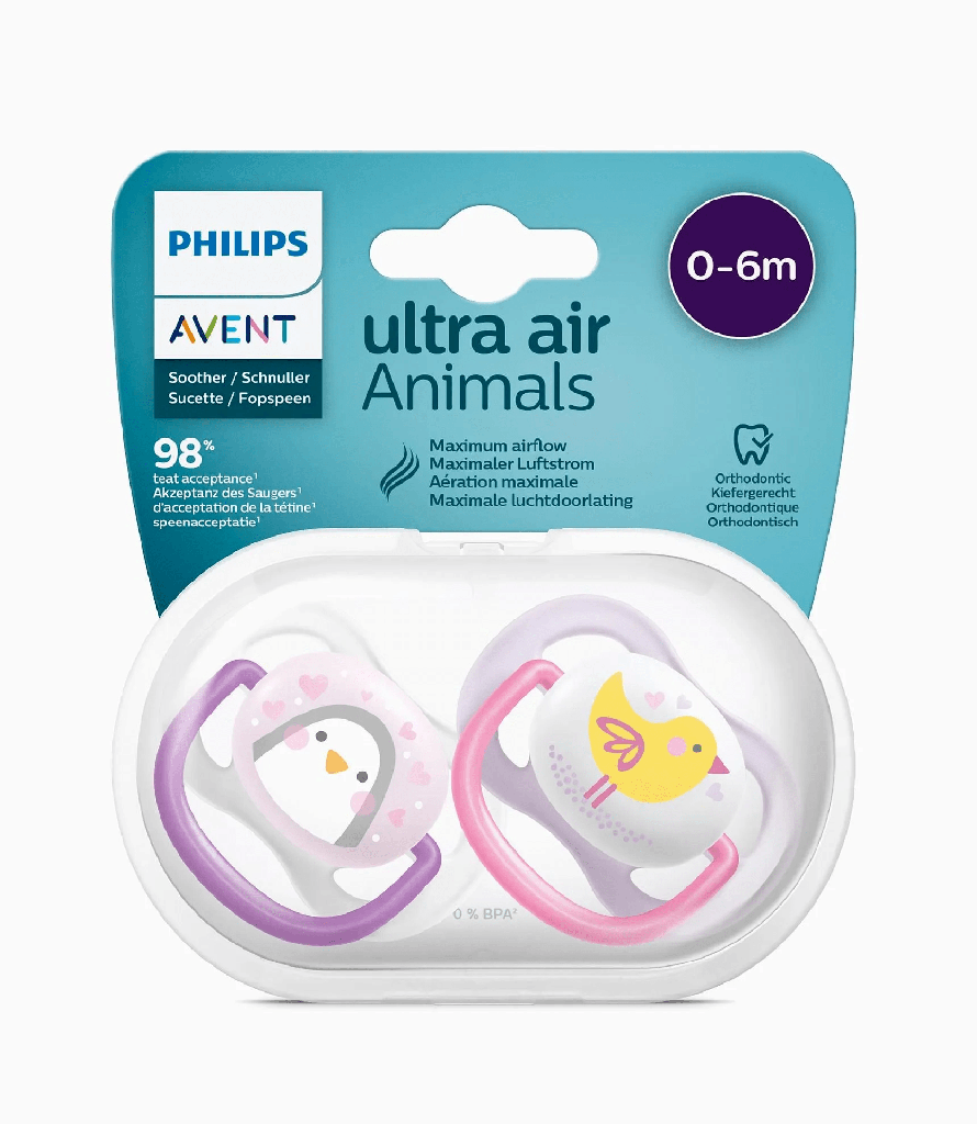 AVENT SUCETTE ORTHO 0-6M GRL PENG/BIRD - SCF080/06