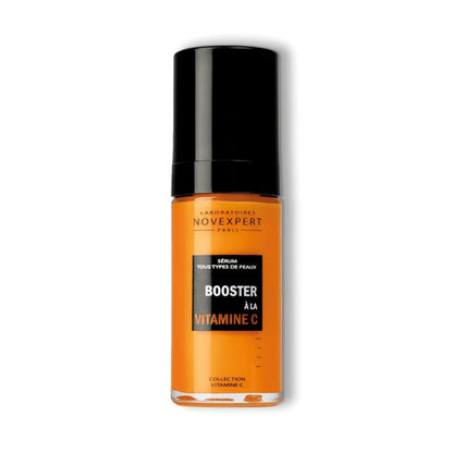 NOVEXPERT COFFRET PEAU ECLANTE BOOSTER ECLAT Sérum à la vitamine C 30ML + Mini Mousse Flash Eclat Anti-Âge + Trousse OFFERTE