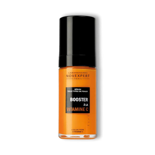 NOVEXPERT COFFRET PEAU ECLANTE BOOSTER ECLAT Sérum à la vitamine C 30ML + Mini Mousse Flash Eclat Anti-Âge + Trousse OFFERTE