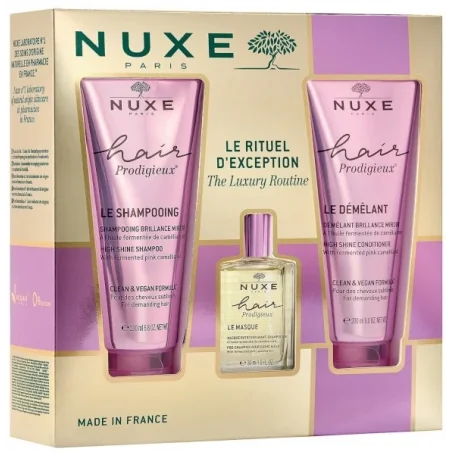 Nuxe Hair Prodigieux Duo Brillance Miroir Shampooing 200ML + Conditioner 200ML+Masque Nutritif Pré-shampooing (30 ml)