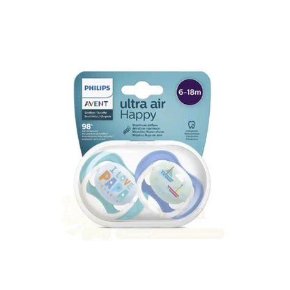 AVENT 2 SUCETTES ULTRA AIR HAPPY 6-18M  SCF080/03