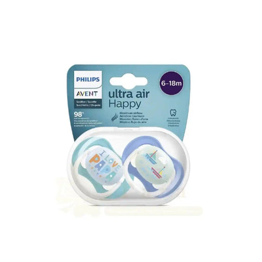 AVENT 2 SUCETTES ULTRA AIR HAPPY 6-18M  SCF080/03