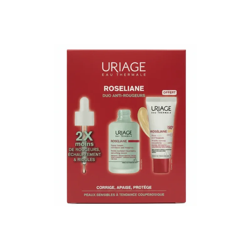 URIAGE PACK Roseliane Sérum Lissant AR 30ml + Soin Teinté Claire Anti-rougeurs SPF50+ 40ml OFFERT